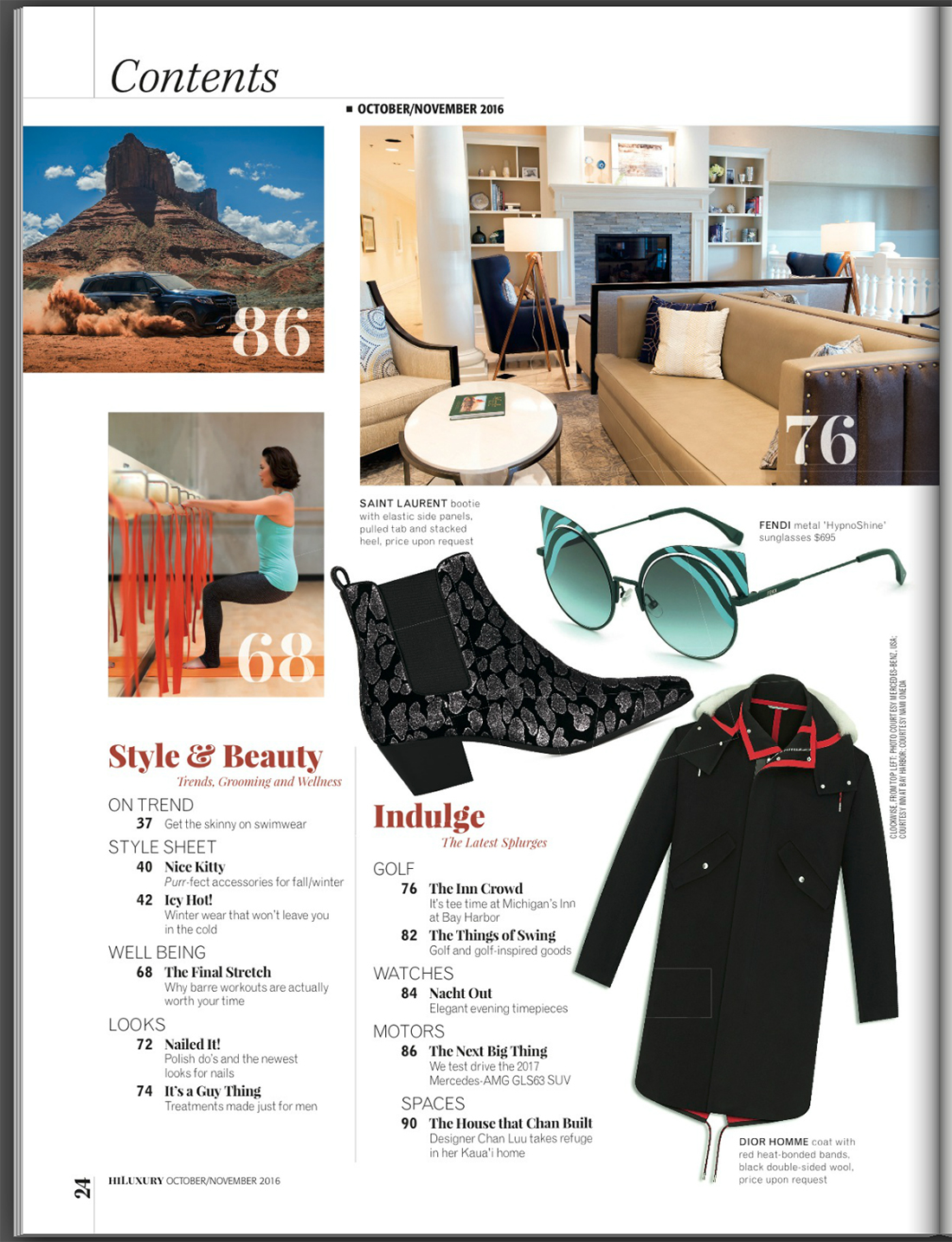 Hawaii Luxury Magazine, Index Page